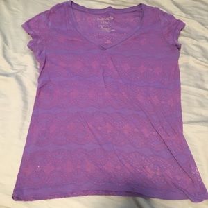 Purple sheer floral tee (2 for $12)